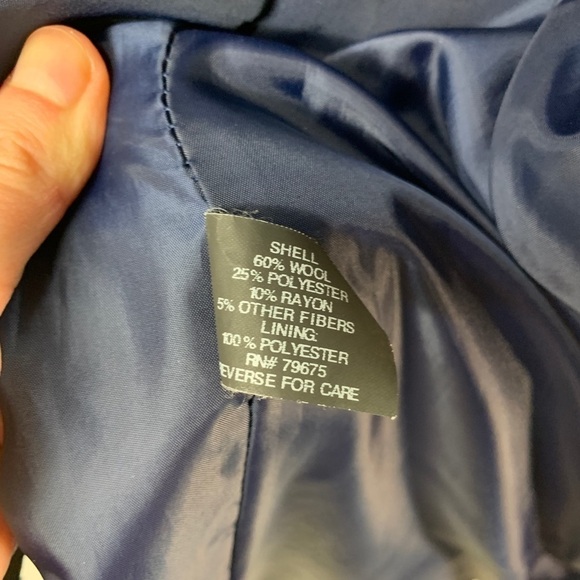 Michael Michael Kors Petite Navy Blue Wool-blend Belted Walker Coat Size 6 - Picture 10 of 11